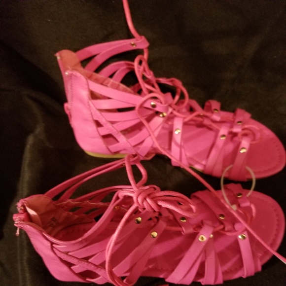 NWOT pink strap gladiator tie up - Picture 2 of 3